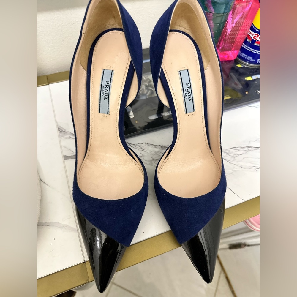 Patent and suede pumps. Prada. Never worn.